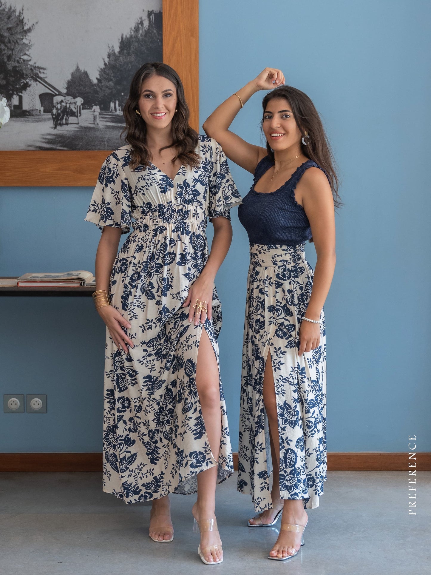 Robe longue Blue Flora