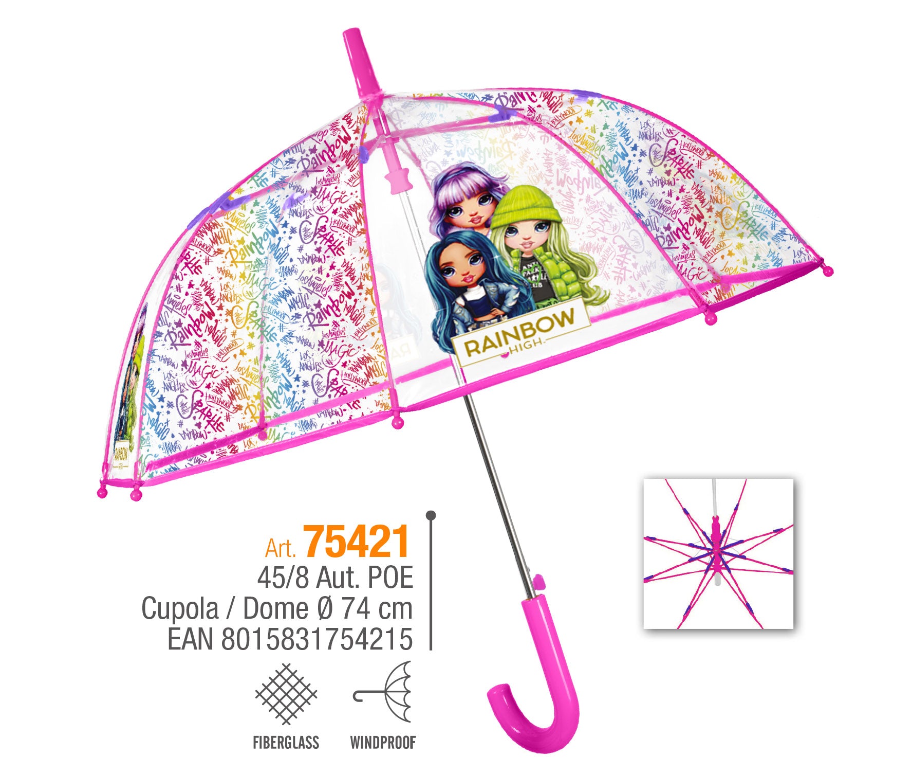 Parapluie Transparent Rainbow High